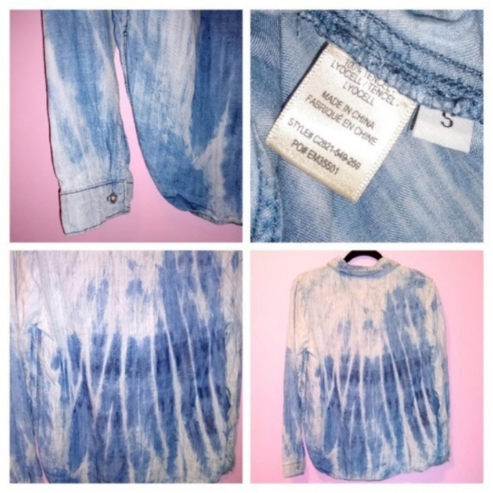 Anthro Cloth & Stone Chambray Tie Dyed Tencel Top - Picture 5 of 8